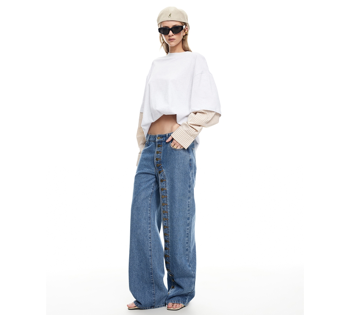 Lioness Women's Button Closure Penny Jeans In Blue