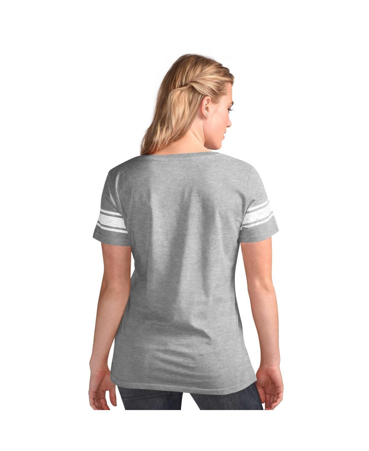 G-iii 4her By Carl Banks Women's Heather Gray Washington Commanders First Pick Distressed V-neck T-shirt In Gray