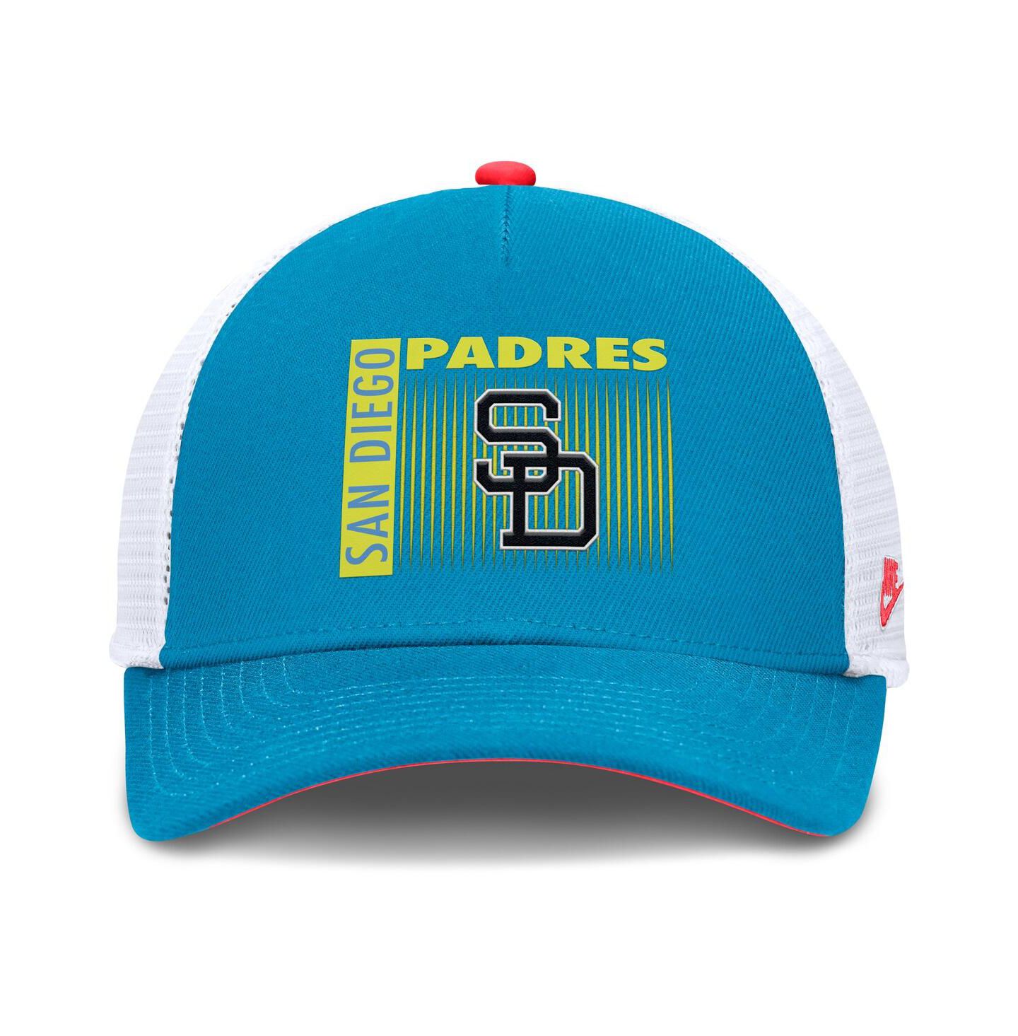 Мужская кепка Nike Teal San Diego Padres Neon 90s Rise Structured Performance Adjustable Trucker Hat — фото 2