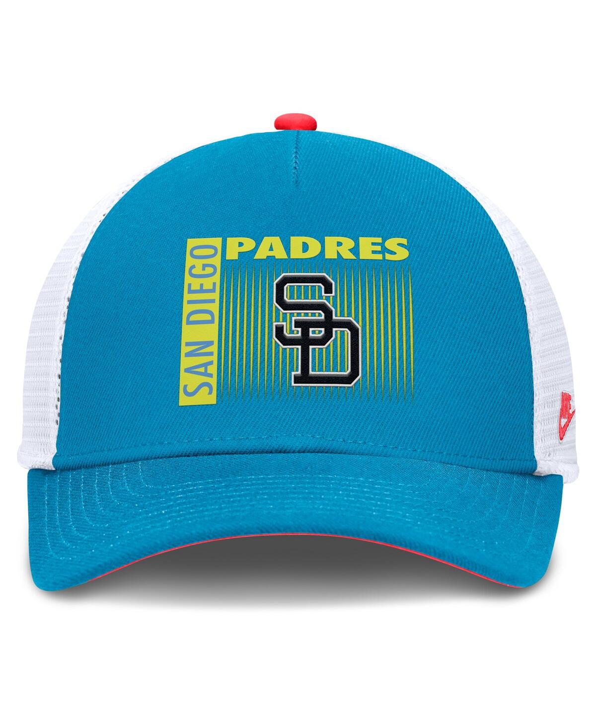 Nike Teal San Diego Padres Neon 90s Rise Structured Performance Adjustable Trucker Hat In Blue
