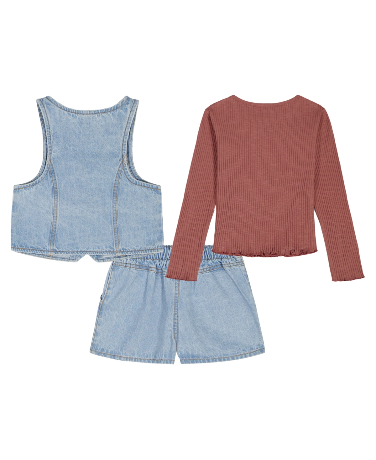 Calvin Klein Little and Toddler Girls 3-Piece T-Shirt, Vest Skirt Set