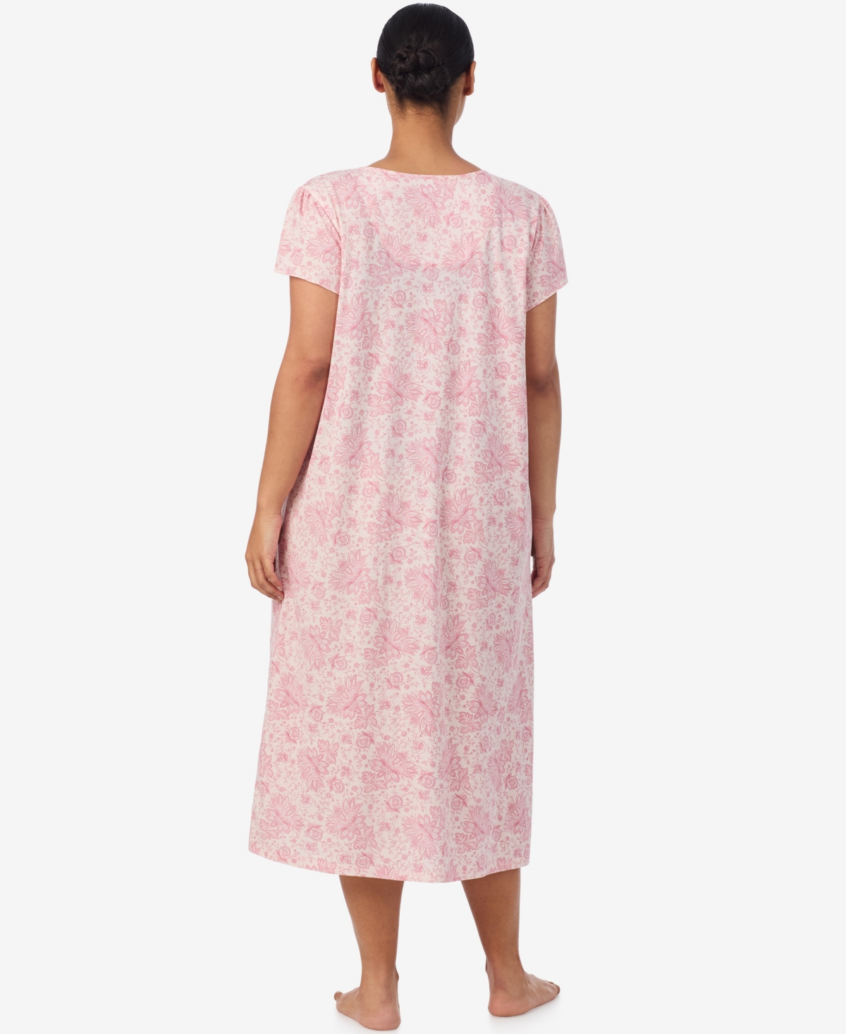Ralph Lauren Plus Size Flutter Sleeves Ballet Nightgown In Pink