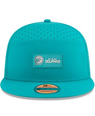 Men's Aqua Miami Dolphins 2025 Sideline Throwback Split Panel 9FIFTY Snapback Hat