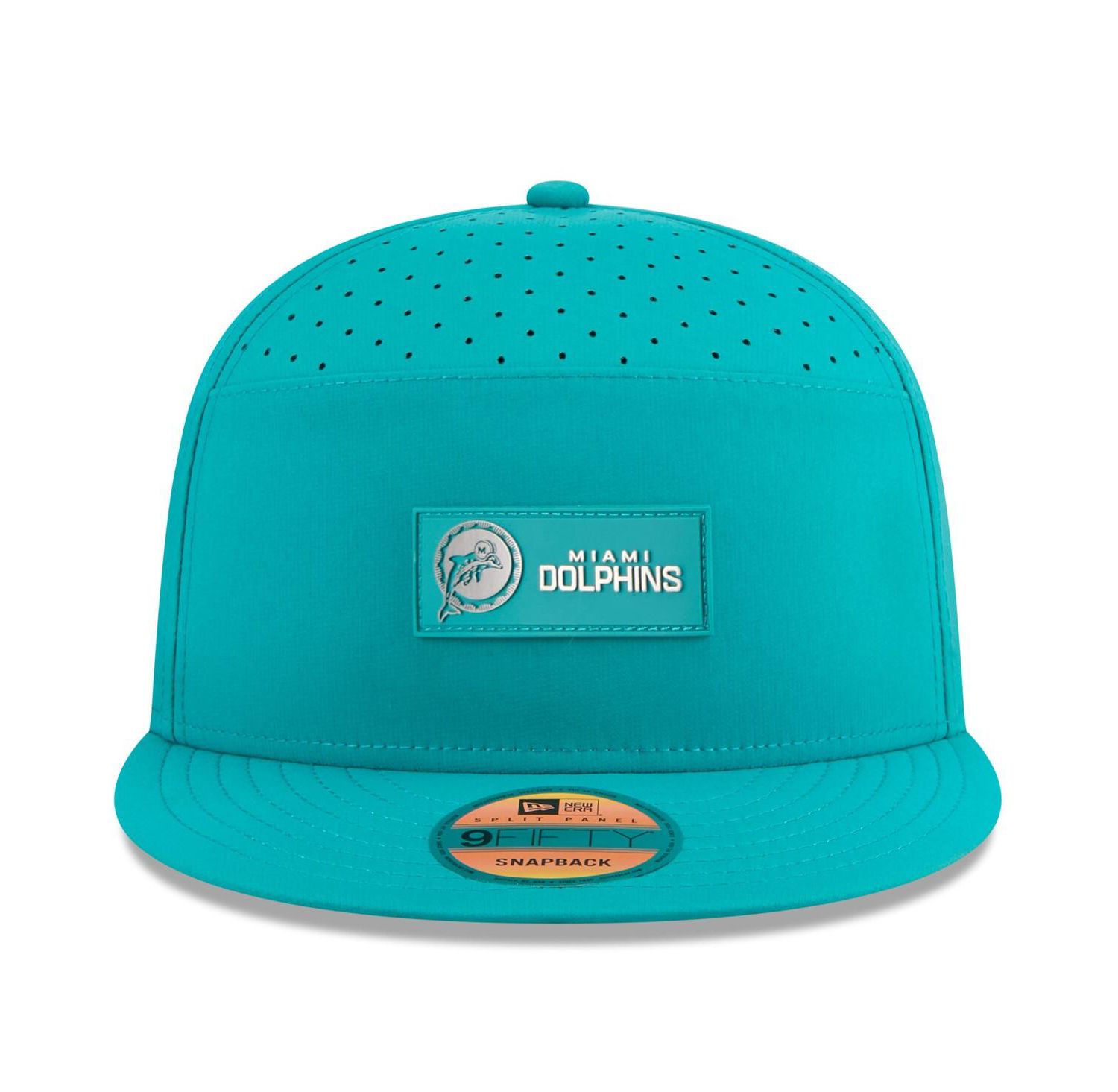 Men's Aqua Miami Dolphins 2025 Sideline Throwback Split Panel 9FIFTY Snapback Hat