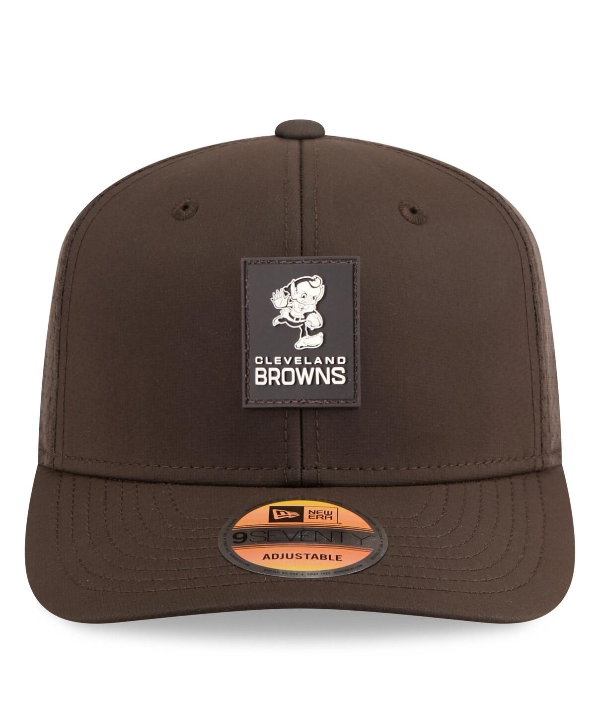 New Era Men's Brown Cleveland Browns 2025 Sideline Throwback 9SEVENTY Trucker Adjustable Hat