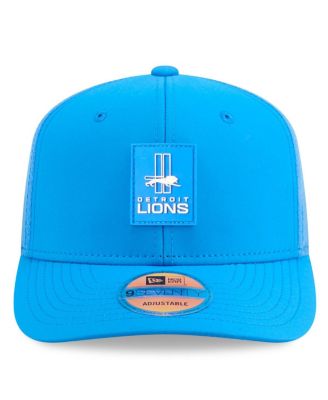 Men's Blue Detroit Lions 2025 Sideline Throwback 9SEVENTY Trucker Adjustable Hat