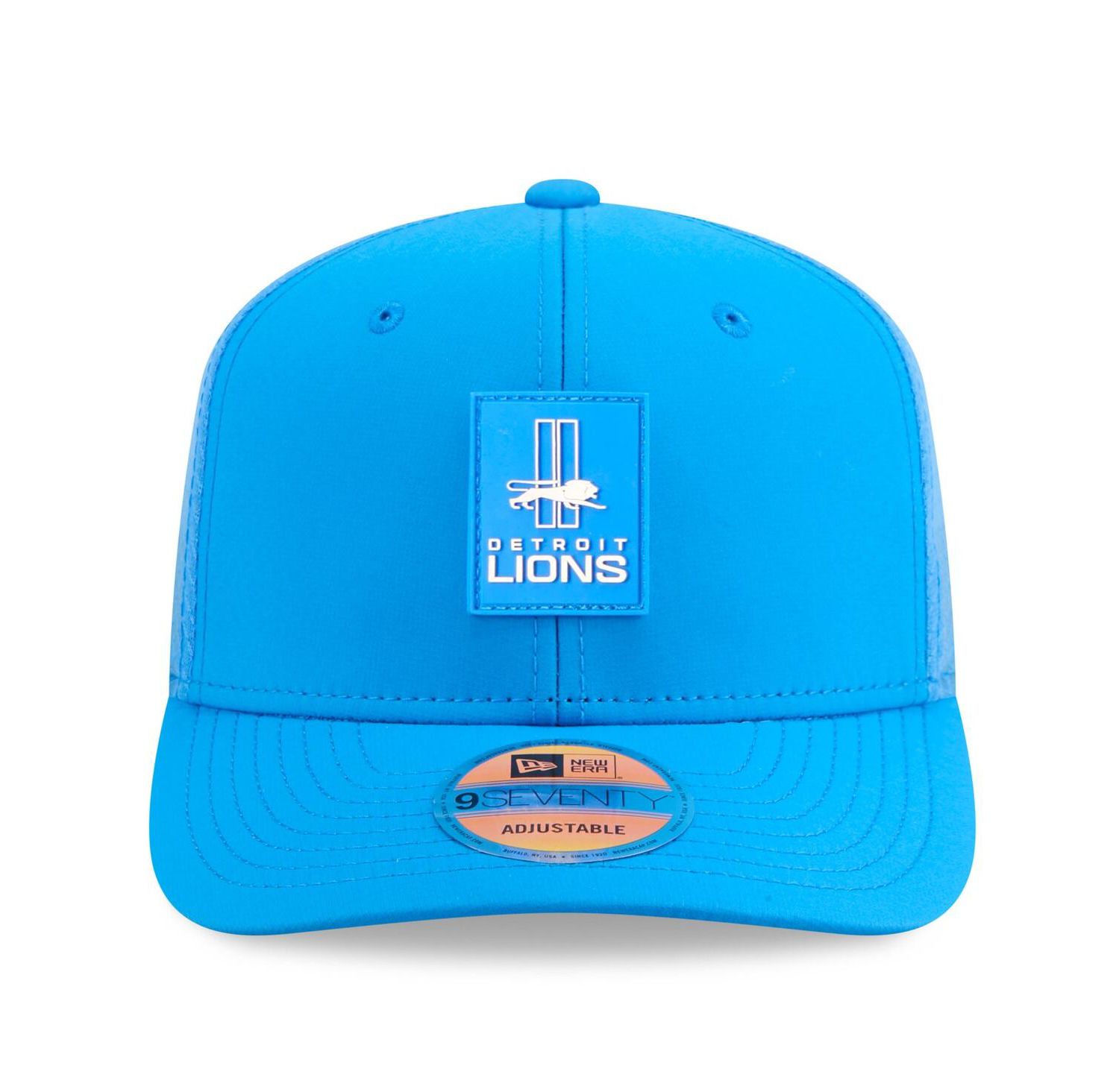 Men's Blue Detroit Lions 2025 Sideline Throwback 9SEVENTY Trucker Adjustable Hat