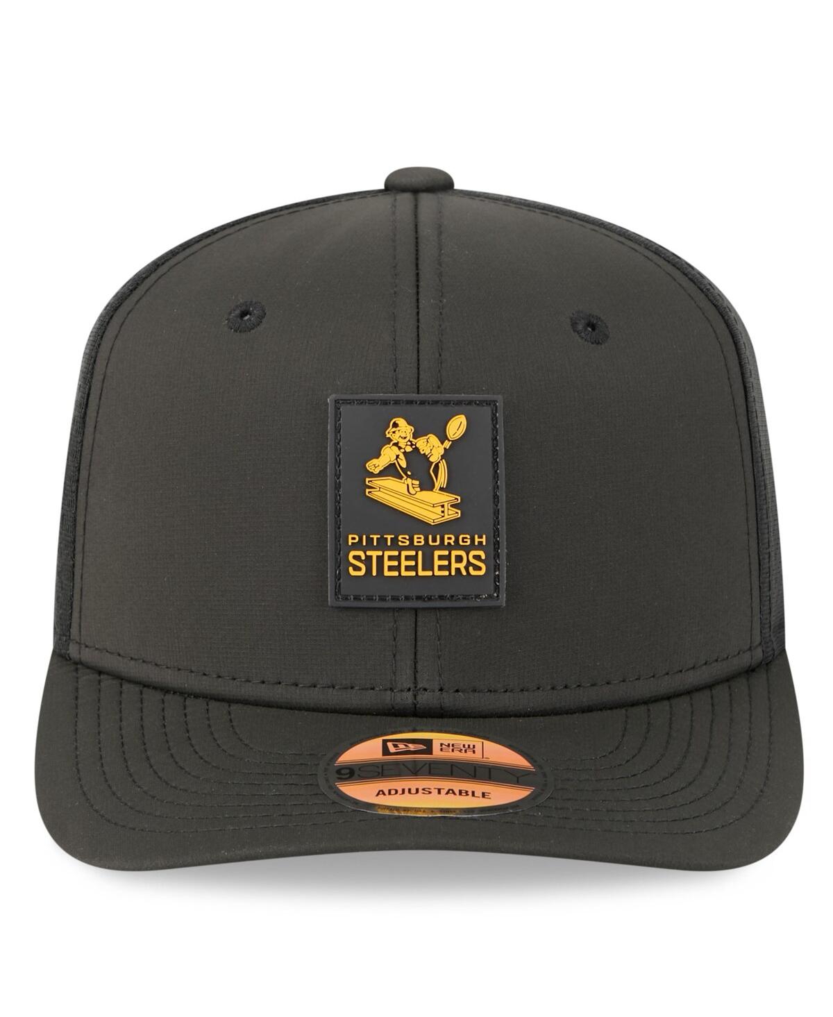 New Era Men's Black Pittsburgh Steelers 2025 Sideline Throwback 9seventy Trucker Adjustable Hat In Black