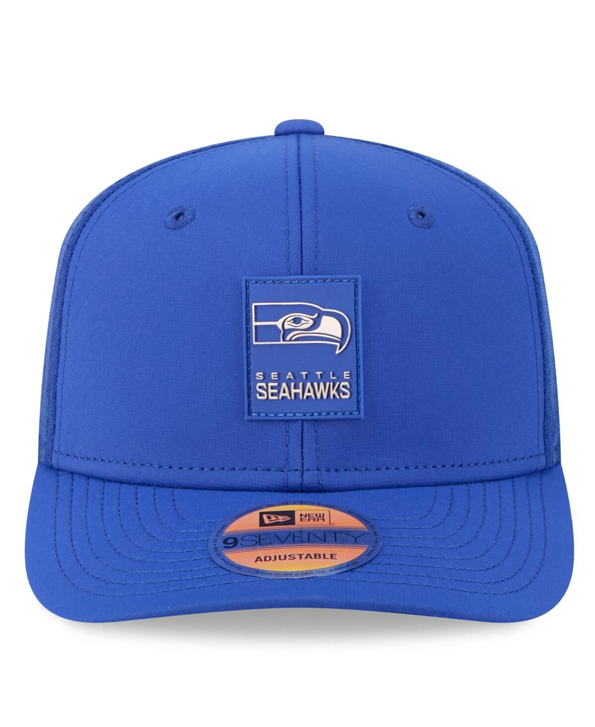 New Era Men's Royal Seattle Seahawks 2025 Sideline Throwback 9seventy Trucker Adjustable Hat In Blue