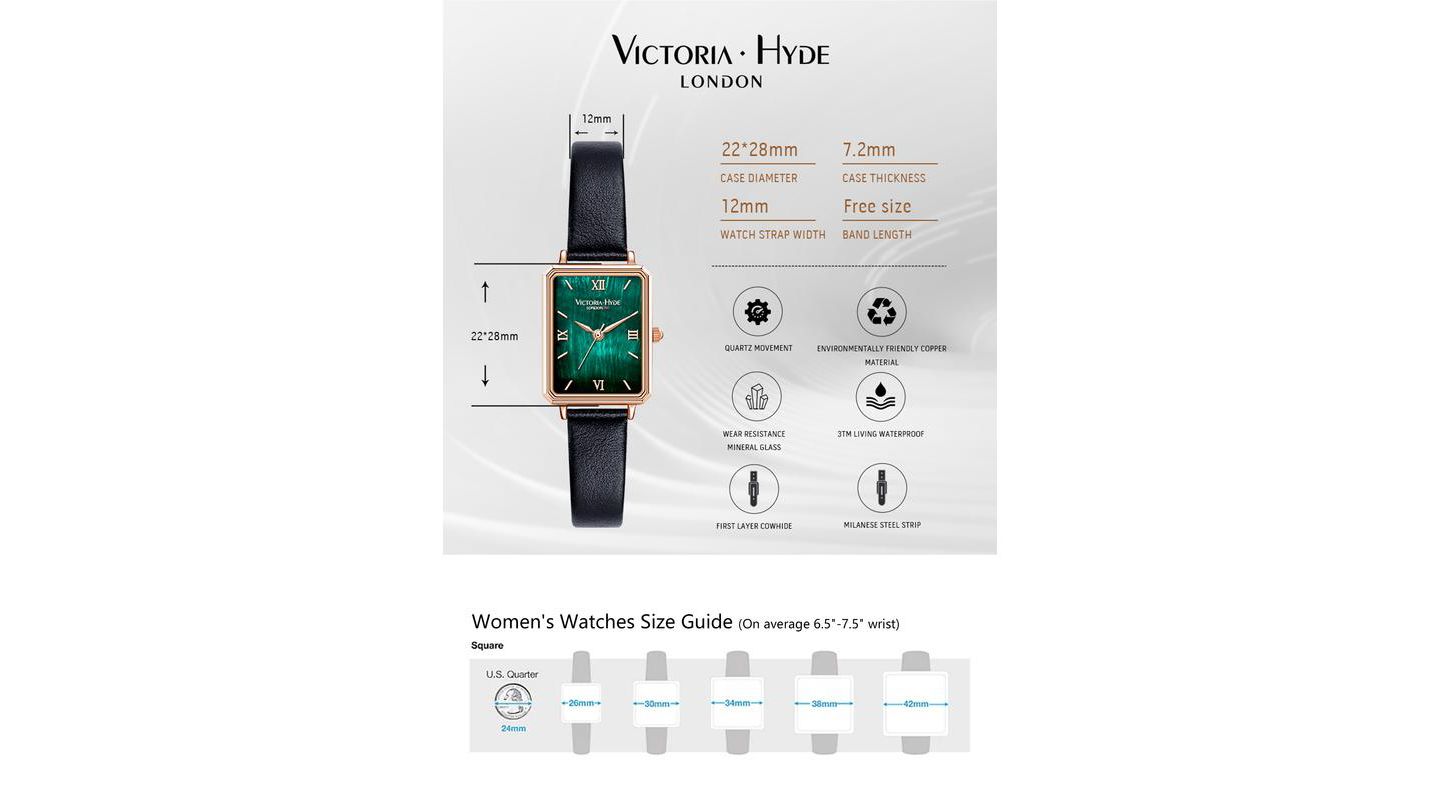 Женские часы Victoria Hyde London Rectangular Watch by Victoria Hyde, цвет: Чёрный зелёный — фото 2