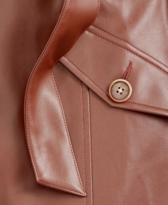 Women's Faux-Leather Trench Coat, Macy's Exclusive