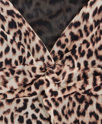 Women's Twist-Neck Printed Mesh Top, Macy's Exclusive