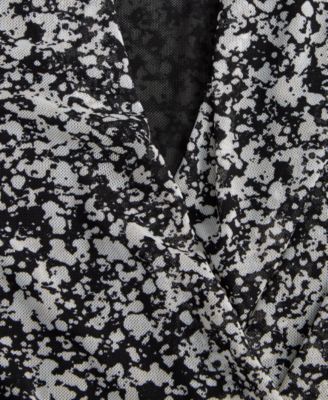 Women's Printed Mesh Surplice-Neck Top, Macy's Exclusive