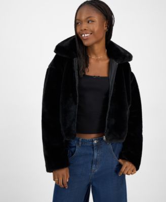 Madden Girl - Juniors' Faux-Fur Cropped Jacket