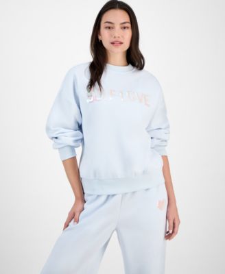 Juniors' Sequin Heart Wide-Leg Sweatpants