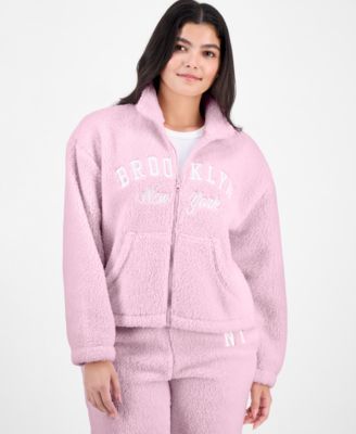 Madden Girl - Juniors' Sherpa Fleece Zip-Up Jacket