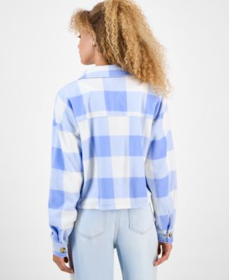 Juniors' Plaid Chest-Pocket Shacket