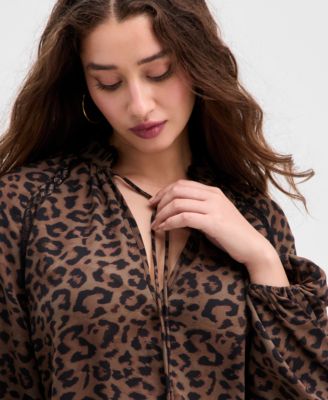 Women's Josette Lace-Trim Leopard-Print Top