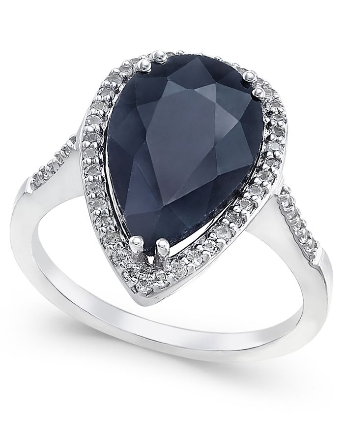 Macy's Black Sapphire (6 ct. t.w.) and White Topaz (1/4 ct. t.w.) Ring ...