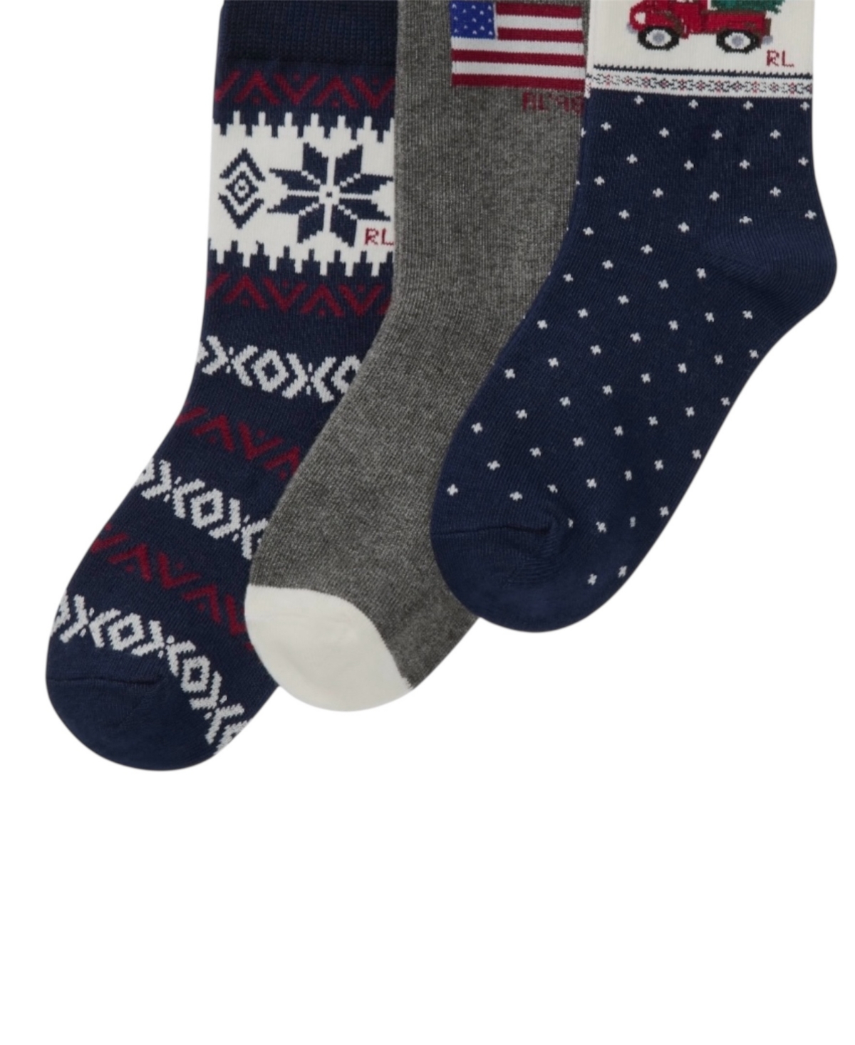 Polo Ralph Lauren Little And Big Boys 3-piece Holiday Truck Socks Set In Black