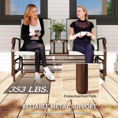 2-Person Outdoor Glider Bench with Center Table,