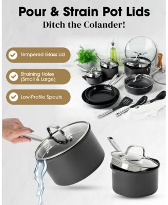 Professional 2x Hard Anodized 15-Piece Ceramic Nonstick Cookware Set