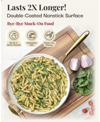 Natural Collection 5.5 Qt. Ceramic Nonstick Deep Saute Pan with Gold Handle