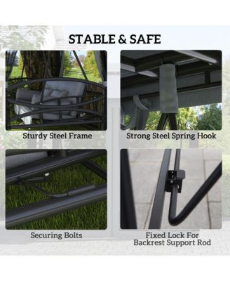 3-Seat Patio Swing Chair, Gazebo Swing with Mesh Sidewalls,