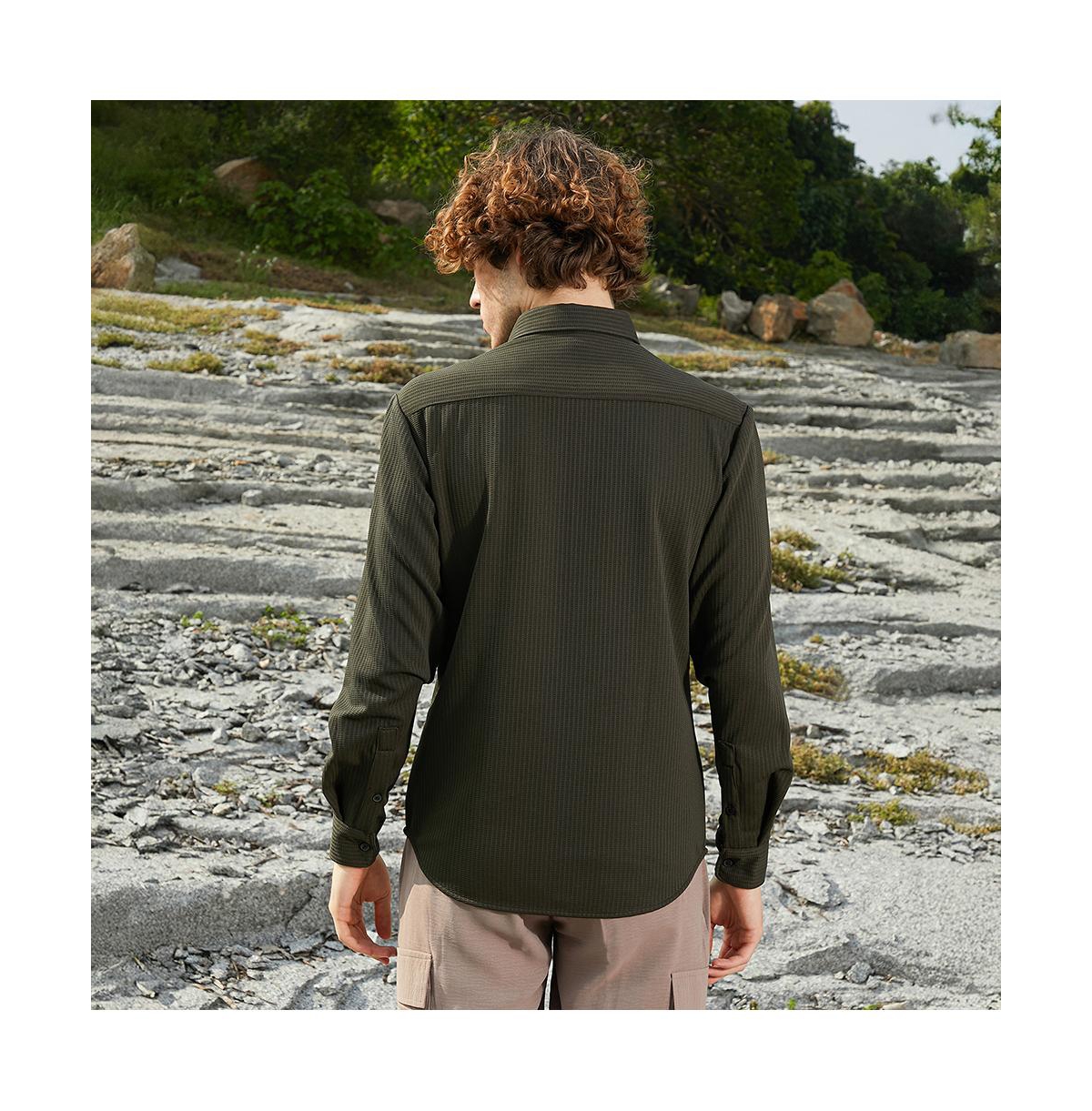 Campus Sutra Men's Ribbed-Woven Shirt