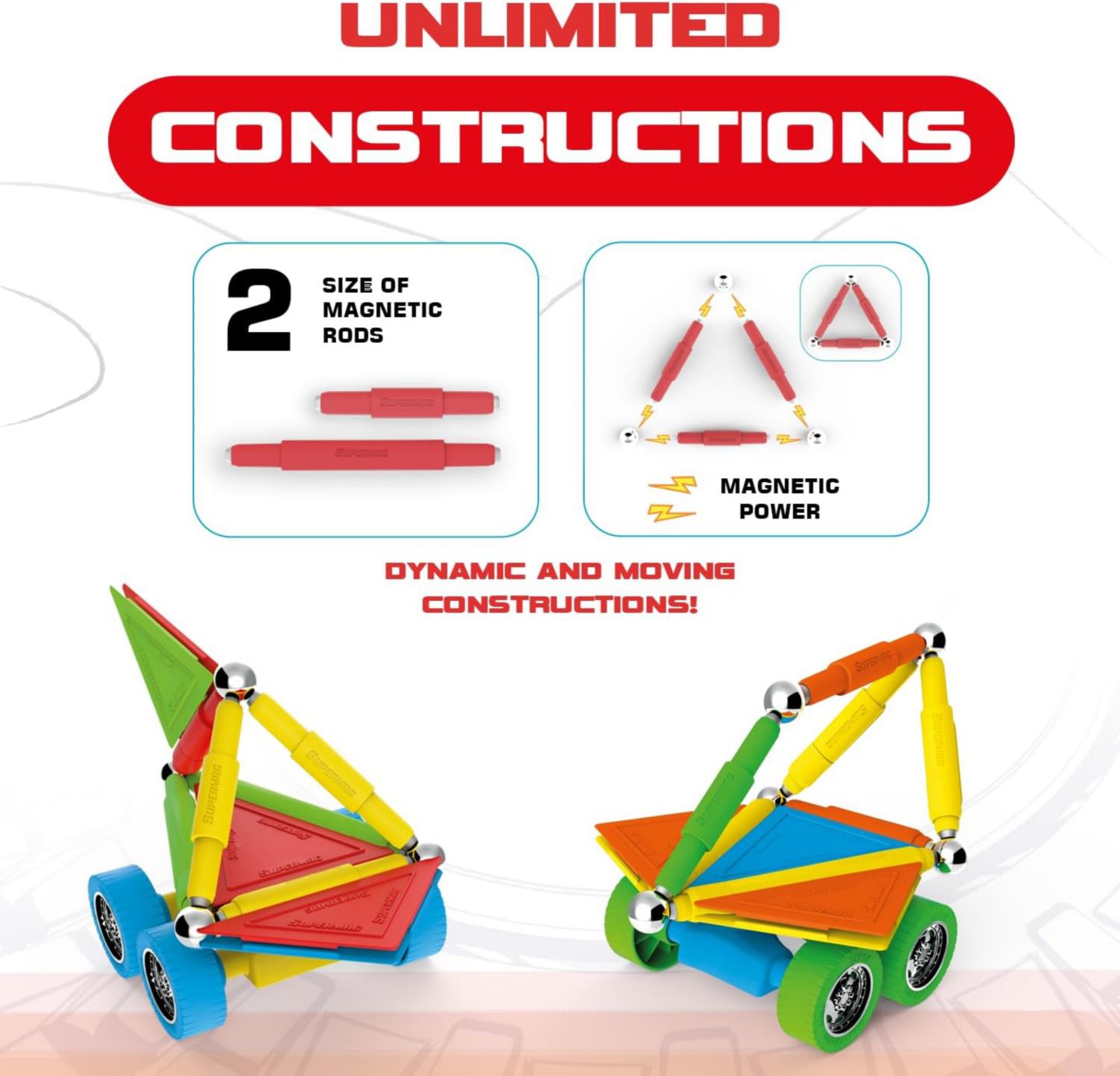 Детский конструктор Tinamiri SuperMag Wheels 30, цвет: Open Miscellaneous — фото 3