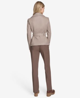 Women's Violet Belted Moto Leather Jacket