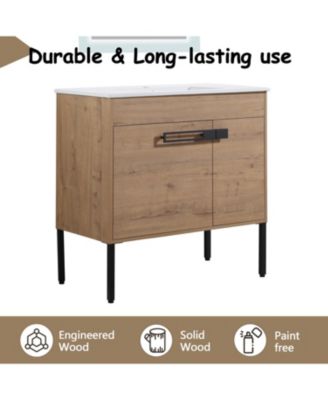 36 Inch Bathroom Vanity with Optional Floating or Freestanding Design and Sink