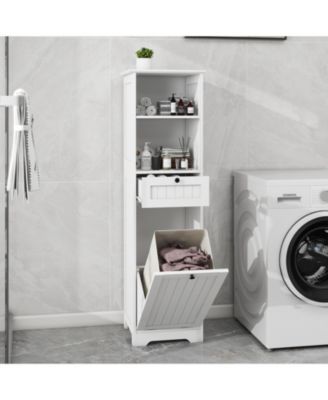 CASAINC 1Pc MDF Tilt-Out Design, One Compartment, Drawer & Moisture-Resistant Finish Laundry Cabinet