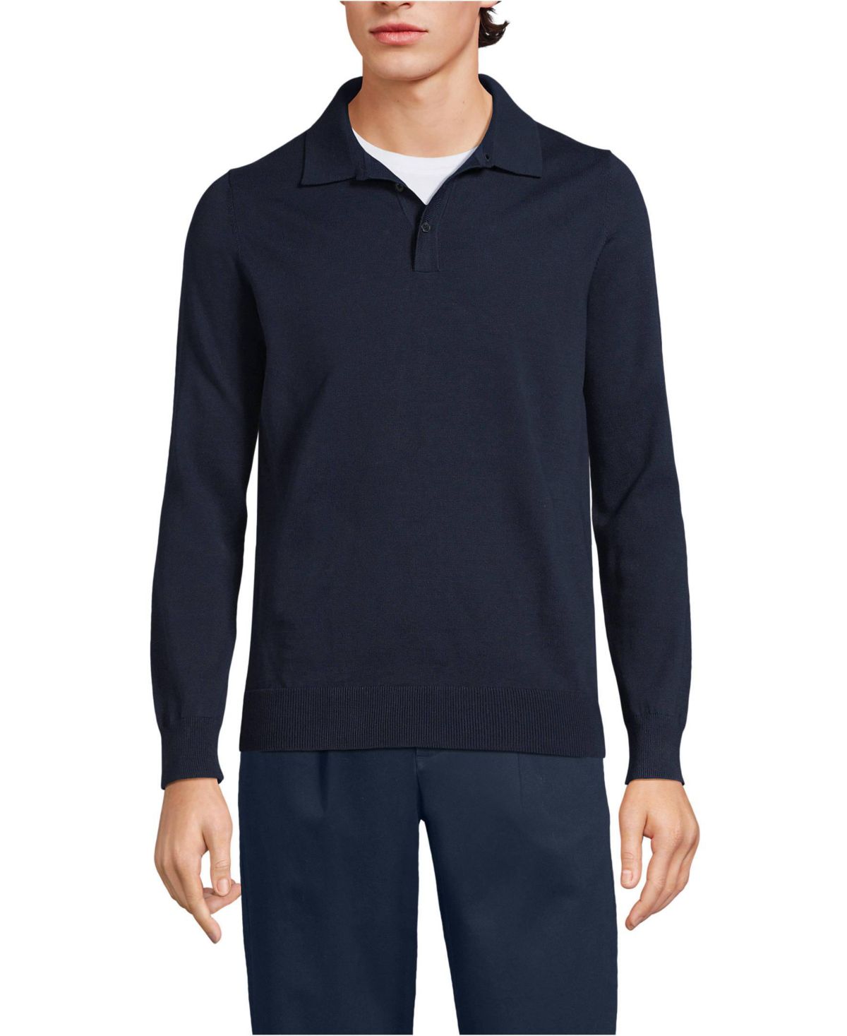 Мужской хлопчатобумажный свитер Поло с длинным рукавом