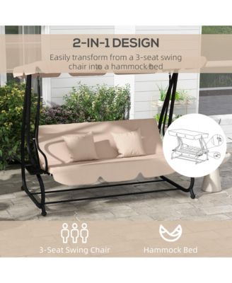3-Seat Outdoor Patio Swing Chair with Adjustable Canopy,