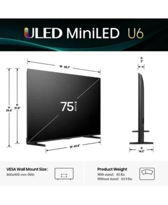 75" Class U6 Series 4K Mini-LED QLED UHD Smart Fire TV