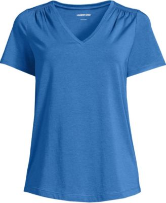 Women's Short Sleeve Lightweight Jersey Gathered Shoulder T-Shirt