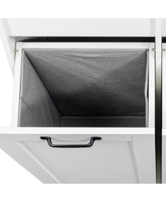 Laundry Cabinet with Doors, Tilt-Out Hamper, Open and Adjustable Shelves