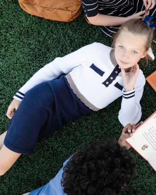 Little and Big Girls' Organic Mock Neck Henley Sweater Dress