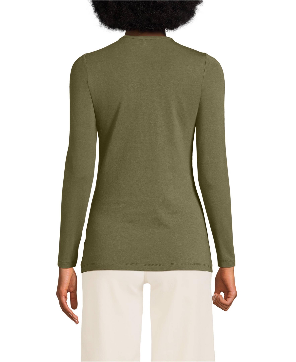 Lands' End Women's Lightweight Jersey Skimming Long Sleeve Crew Neck T-shirt