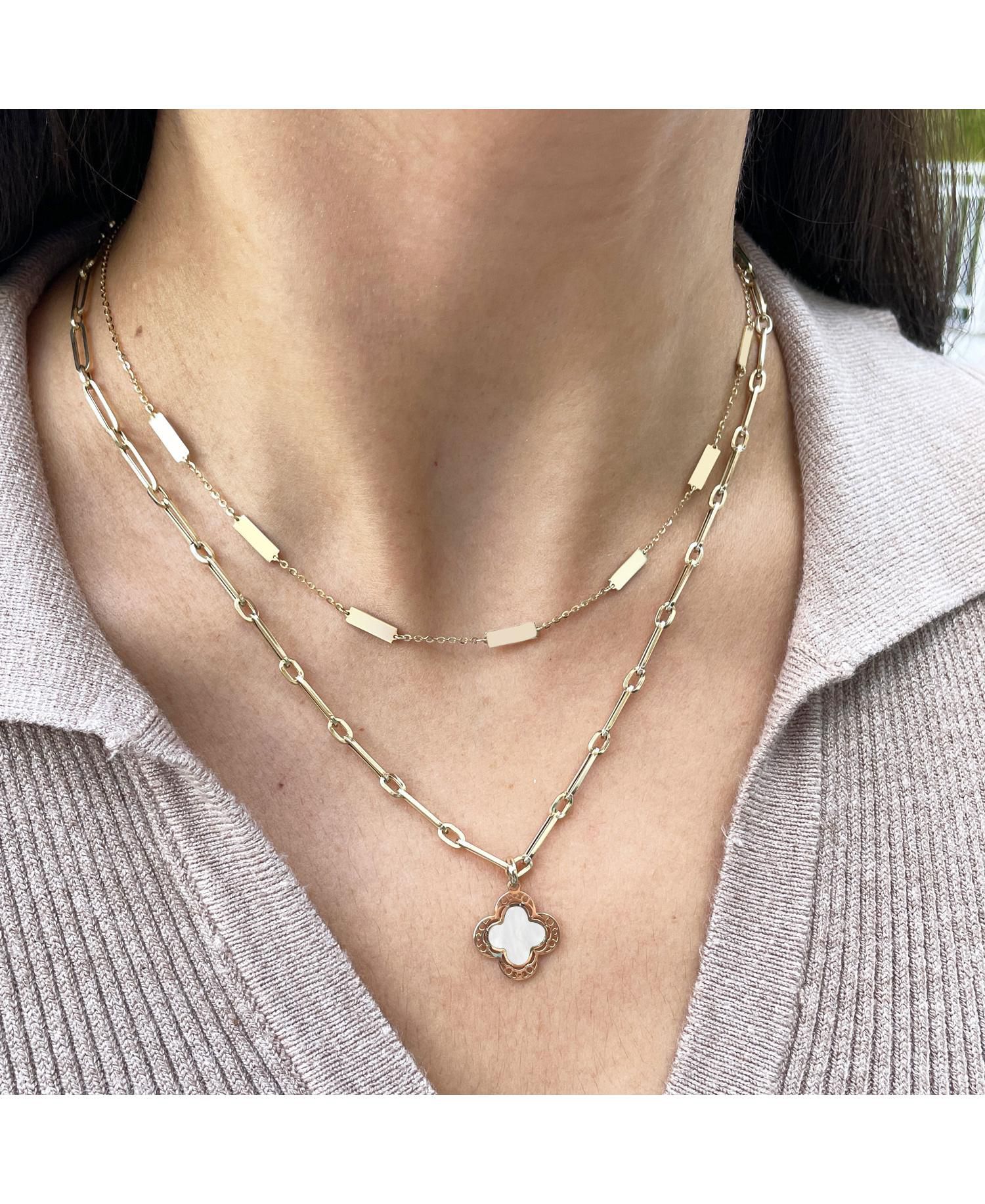 Gold Bar Chain Necklace 14K Gold