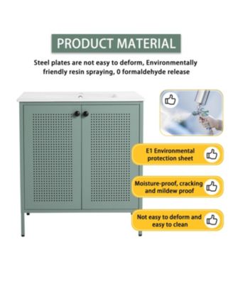 30" Freestanding Bathroom Vanity with Ceramic Sink and Storage Cabinet