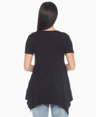 Women's Short Sleeve Shirred Front Knit Tunic Top