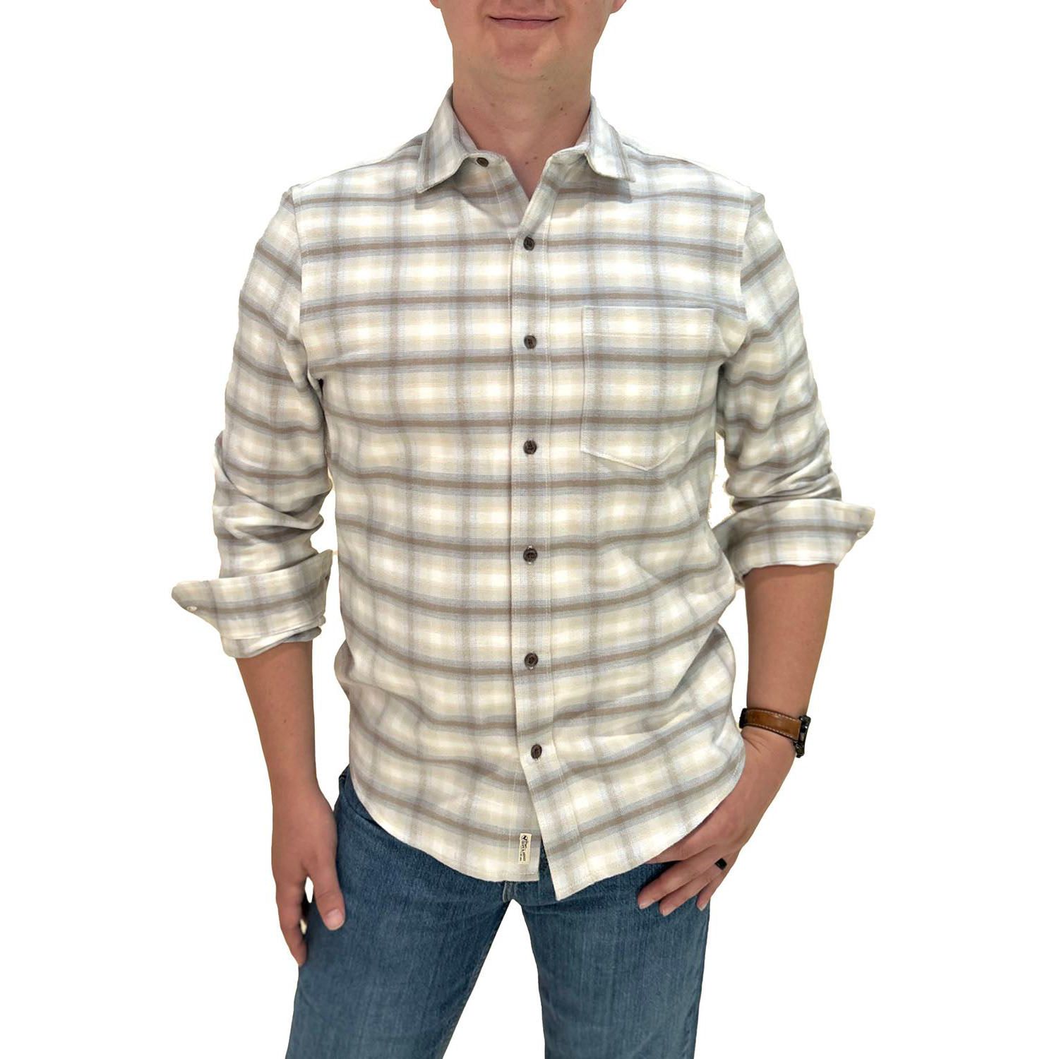 Men's Hope and Henry Organic Long Sleeve Flannel Button Down Shirt