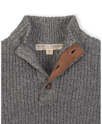 Boys Organic Mock Neck Cardigan Stitch Sweater