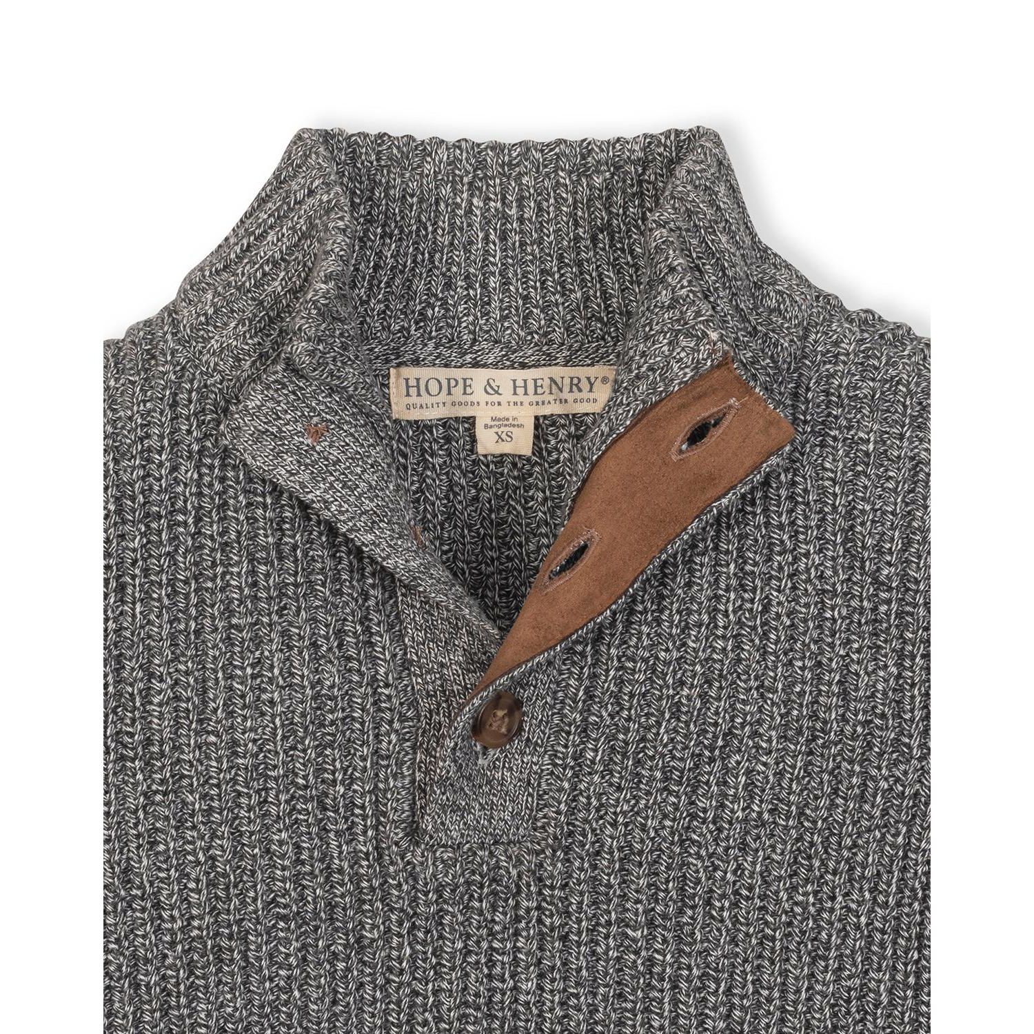 Hope and Henry Little and Big Boys' Organic Mock Neck Cardigan Stitch Sweater