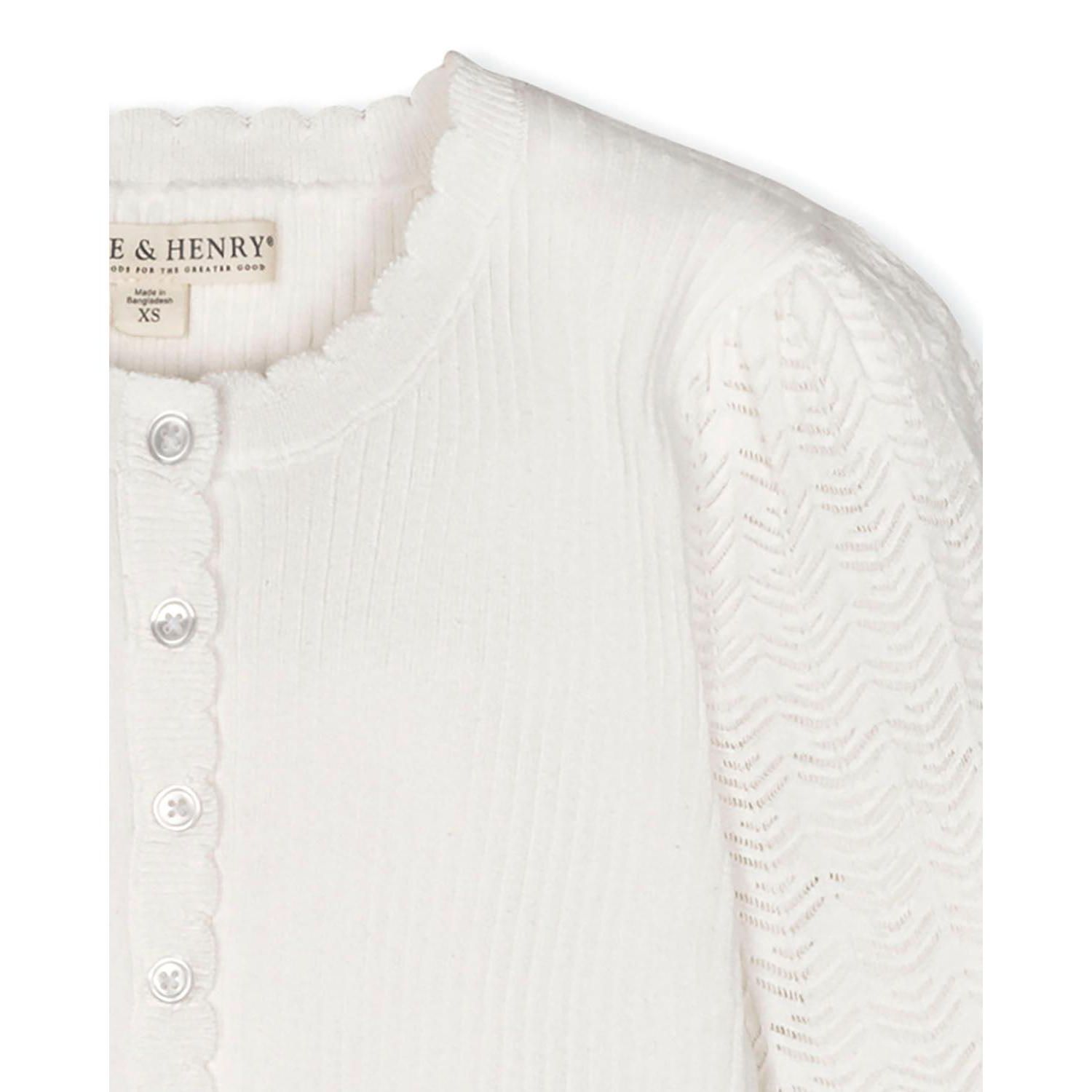 Women's Hope and Henry Organic Pointelle Sleeve Henley Sweater