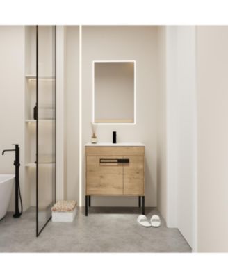 30" Convertible-Installation Freestanding or Wall-Mount Bathroom Vanity with Sink