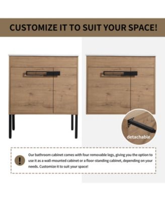 30" Convertible-Installation Freestanding or Wall-Mount Bathroom Vanity with Sink