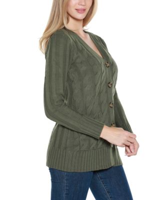 Women's Button-Front Cable Cardigan Sweater